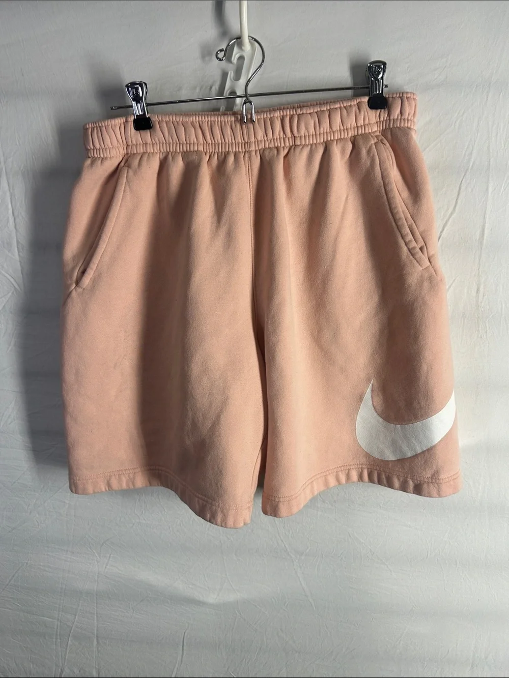 Nike Peach Lounge Fleece Shorts with White Swoosh
